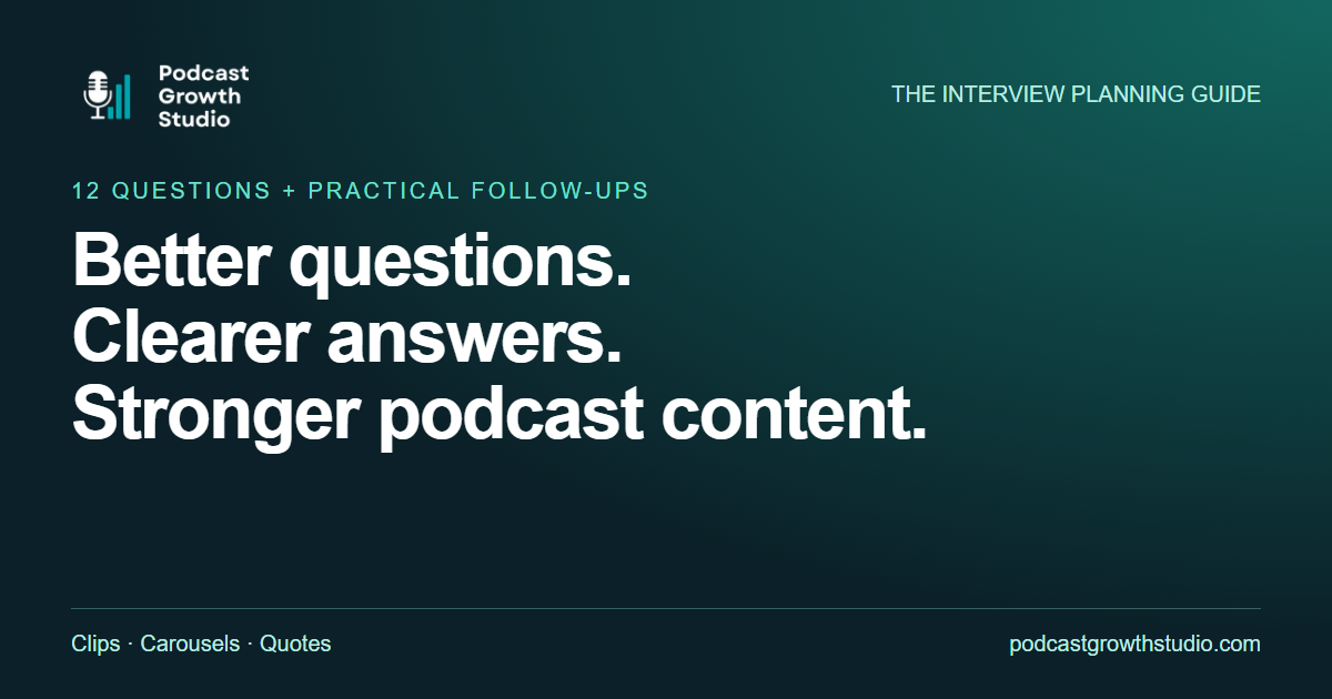 Better questions, clearer answers, stronger podcast content. A PGS guide with 12 interview prompts.